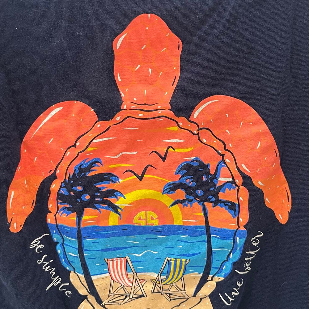 Simply Southern Be Simple, Live Better Turtle Navy Graphic T-shirt ~ Women's LG - Picture 2 of 4